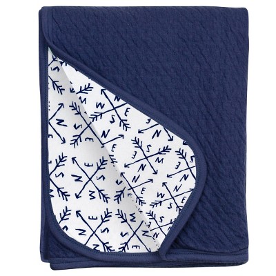 Honest Baby Organic Cotton Matelasse Receiving Blanket - Compass/Navy