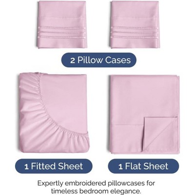 Light Pink Queen Size Microfiber Deep Pocket Sheet Set