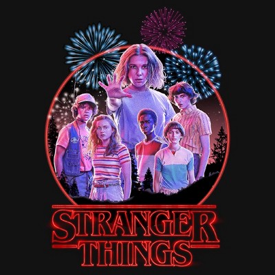 Stranger Things Girls Stranger Things Friends And Fireworks T Shirt - Black - Large — фото 2
