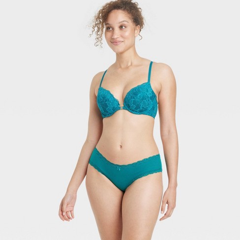 Women's Cotton Ribbed Hipster Underwear - Auden™ Teal Agate Blue Xl : Target