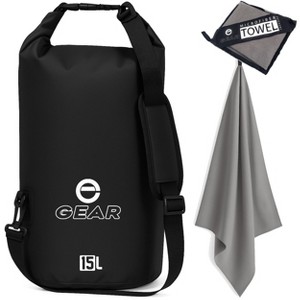 Waterproof Dry Bag 15L with Free Quick Dry Microfiber Towel – Floating Roll Top Dry Sack - Enthusiast Gear - 1 of 4