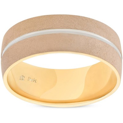 Pompeii3 Mens 8mm Two Tone Wedding Band 14K Gold New Ring
