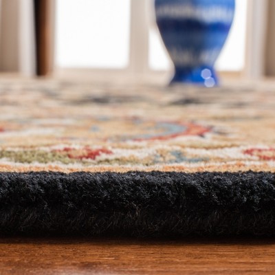 Elegant Black and Gold Hand-Tufted Wool Runner Rug