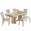 YOOCOZZ 78.1" Extendable Wood Kitchen Dining Table Set for 6 with Bench and 4 Upholstered Chairs - 3 of 4