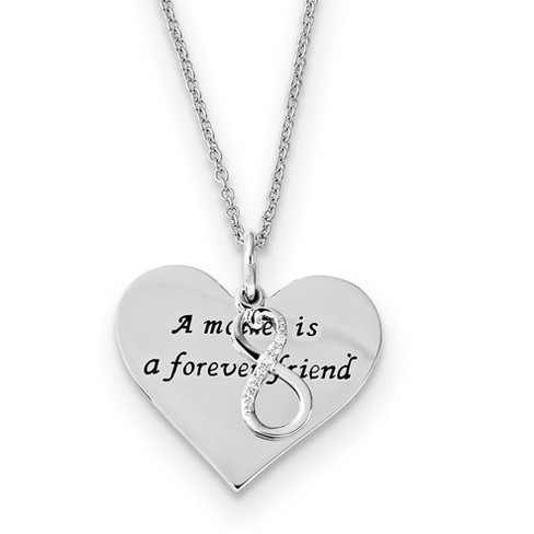 Black Bow Jewelry Sterling Silver & CZ A Mother Is A Forever Friend Heart Necklace, 18in - image 1 of 4