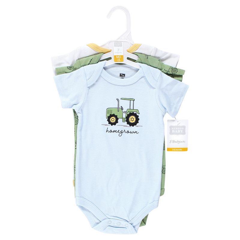 Hudson Baby Unisex Baby Cotton Bodysuits, Tractor, 2 of 6