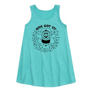 - Instant Message - Math Problem Bee Graphic Sleeveless Aline Dress - 1 of 4