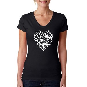 LA Pop Art Women's Word Art V-Neck T-Shirt - LOVE - 1 of 4