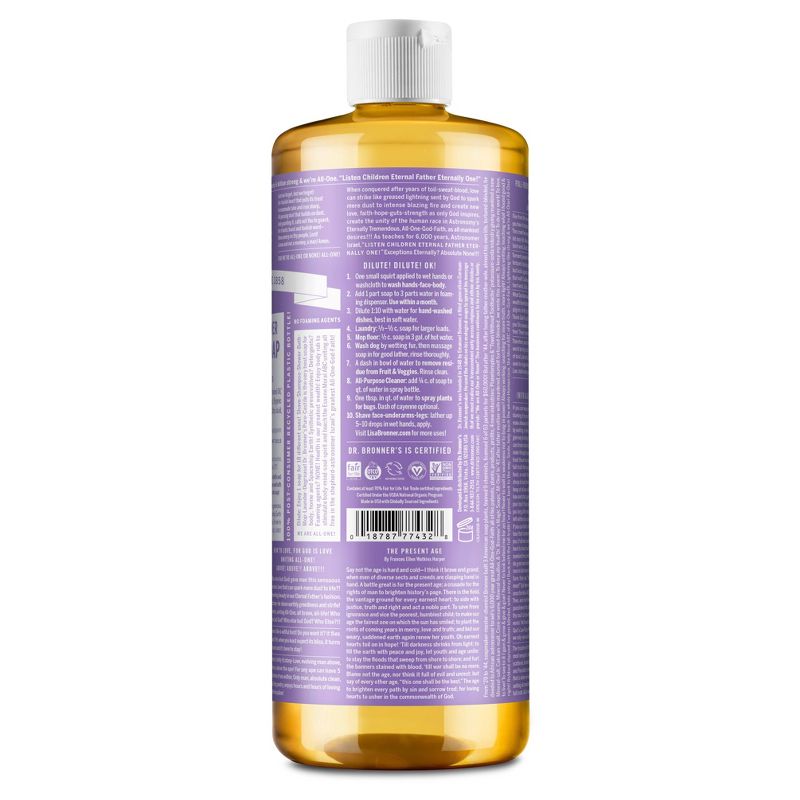 Dr. Bronner&#39;s 18-In-1 Hemp Pure-Castile Liquid Soap - Lavender - 32 fl oz, 3 of 9
