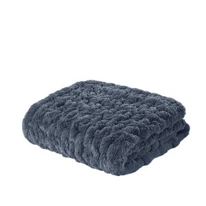 50"x60" Ruched Faux Fur Throw Blanket - Madison Park - 1 of 4
