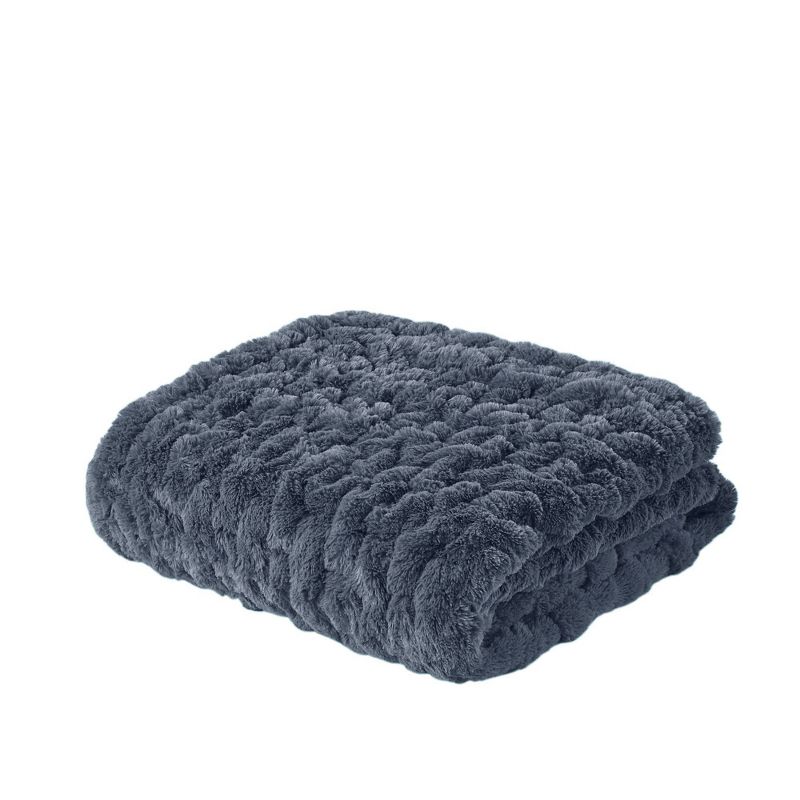 50"x60" Ruched Faux Fur Throw Blanket - Madison Park, 1 of 12