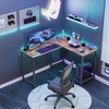 47 Inch L Shaped Game Table with Side Storage Pockets, Metal Frame, Country Study Writing Desk for Home Office, Bedroom, Game Room - 3 of 4