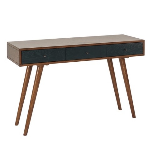Marion 3 Drawer Writing Desk Pecan Blue Target