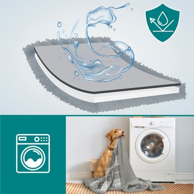 Large Plaid Light Grey Waterproof Reversible Pet Blanket