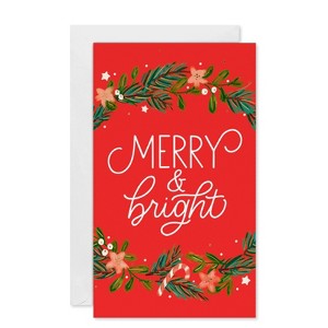 6ct Christmas Cards Boxed with Envelopes Merry and Bright - 1 of 4