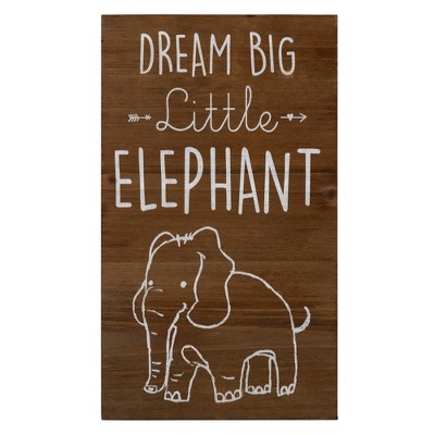 Dream Big Little Elephant Wood Kids' Wall Art - Stratton Home Décor