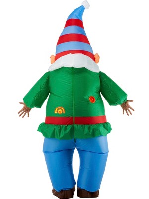Adult Inflatable Garden Gnome Costume with Blue Pants and Green Shirt