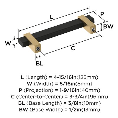 Matte Black and Champagne Bronze 3-3/4 inch Bar Pull