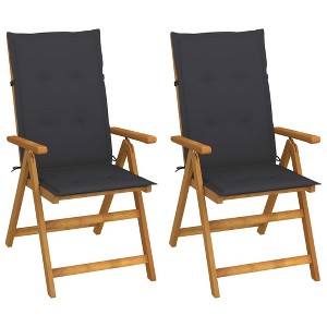 vidaXL Patio Reclining Chairs 2 pcs with Cushions Solid Acacia Wood - 1 of 4