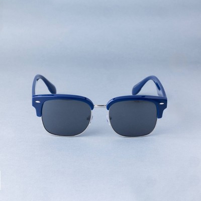 Men's Thick Retro Browline Square Sunglasses - Goodfellow & Co™ Blue
