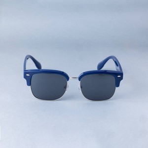 Men's Thick Retro Browline Square Sunglasses - Goodfellow & Co™ Blue - 1 of 2