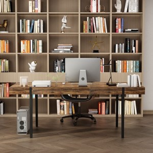 Famapy Brown Extendable Computer Desk Modern Office Desk - 1 of 4