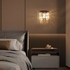 PAKOKULA 8 in. 1-Light Black Semi-Cylindrical Design Wall Sconce with Quartz and Crystal Hanging Shade - 2 of 4