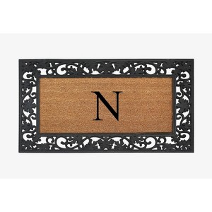 A1HC Natural Coir Monogrammed 23"X38", Anti‑Shed Treated Durable Doormat for Outdoor Entrance - 1 of 4
