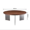 Round Coffee Table with Walnut Wood Top and Black Metal Base,Modern Centerpiece for Living Room-Maison Boucle - 4 of 4