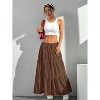 Women's Boho Maxi Skirt - Ruffle Hem A-Line with Elastic Waist & Tiered Layers Brown - 3 of 4