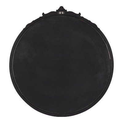 Elegant Gold Round 33" Baroque-Inspired Vanity Mirror