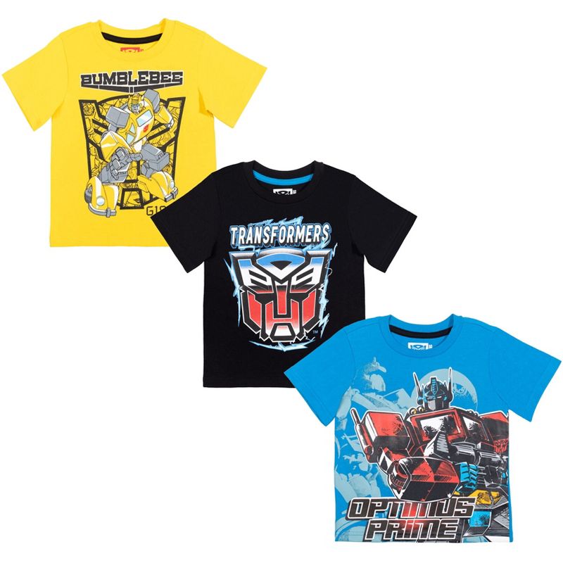 Transformers Bumblebee Optimus Prime 3 Pack Graphic T-Shirts Yellow/Blue/Black , 1 of 8