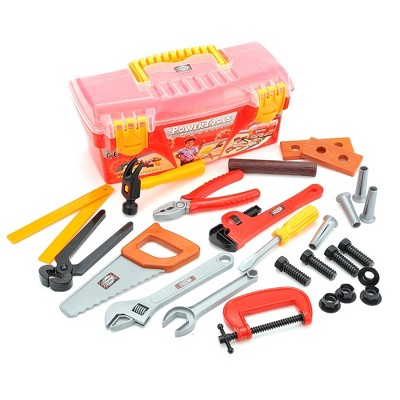 Link 26-Piece Tool Box Playset With Realistic Functioning Tools And Removable Tool Tray
