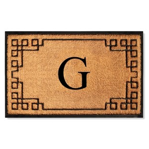 A1HC Bordered Designed Natural Coir & Rubber Monogrammed Doormat, Heavy Duty, Non-Slip Entry Mat - 1 of 4