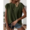 Womens Summer Cap Sleeve Tops Trendy Casual Crew Neck Knit Lightweight Sweater Pullover Top - 2 of 4