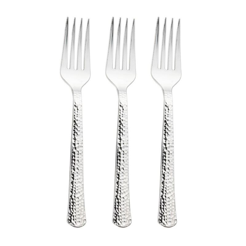 Smarty Had A Party Shiny Metallic Silver Hammered Plastic Forks (1000 Forks), 1 of 3
