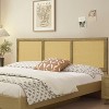 LuxenHome Natural Finish Rubberwood with Rattan Panels Headboard, King Brown - 4 of 4
