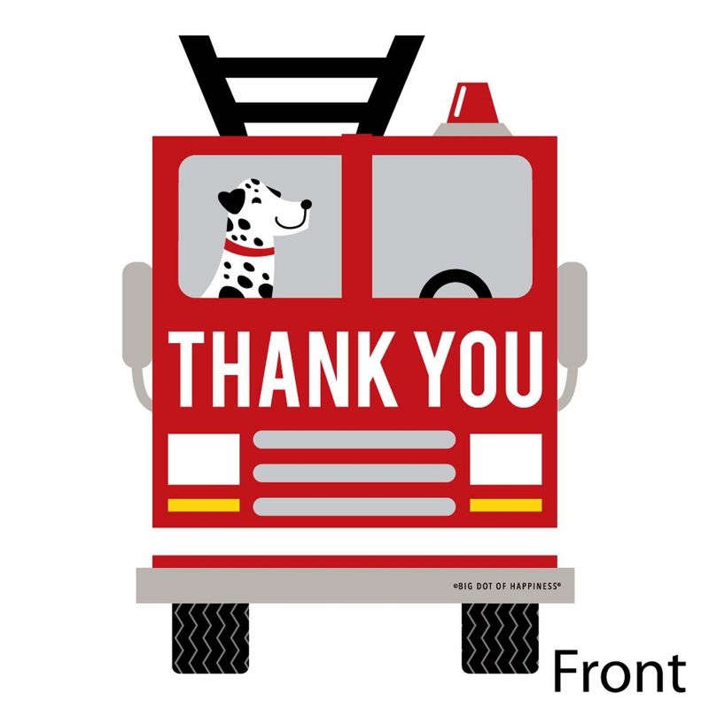 Big Dot of Happiness Fired Up Fire Truck - Shaped Thank You Cards - Firefighter Baby Shower Birthday Party Thank You Cards with Envelopes - Set of 12, 3 of 8
