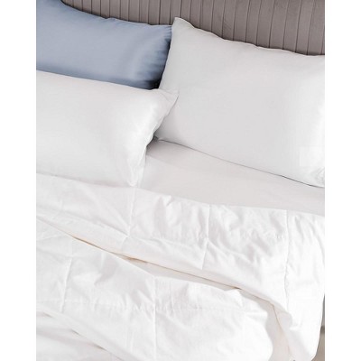 White Twin Size Silk Comforter with Cotton Shell