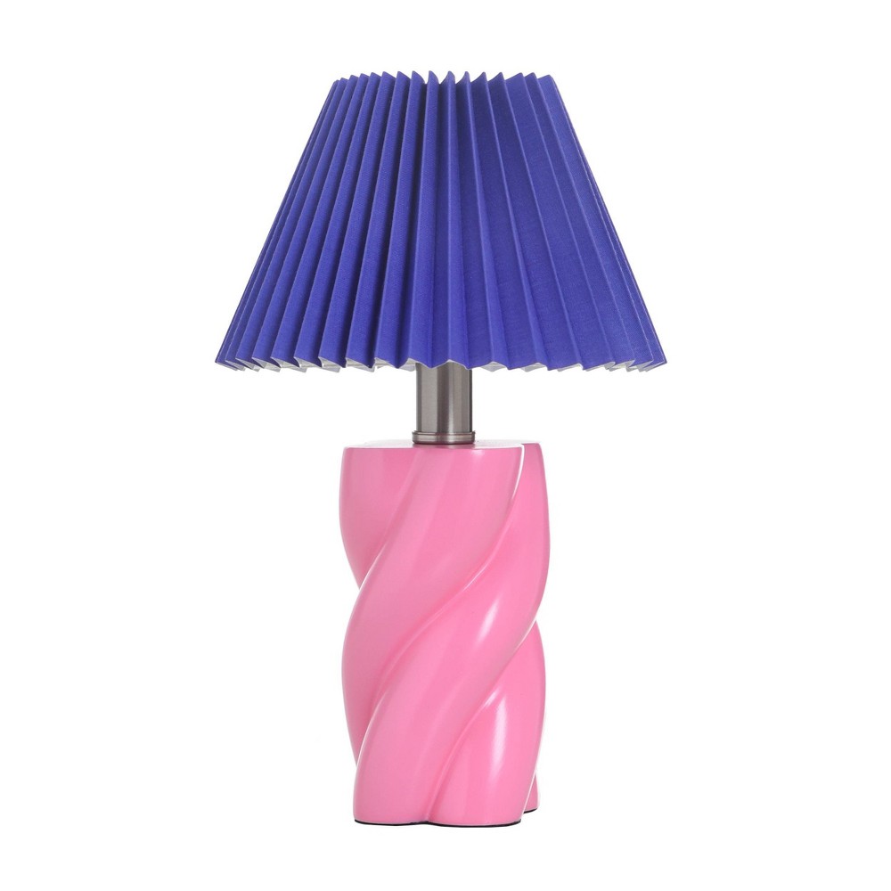 Prism Twisted Pink Mini Table Lamp with Purple Shade