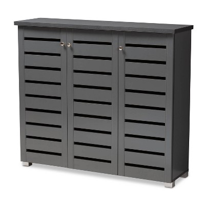 Baxton Studio 3 Door Adalwin Wooden Entryway Shoe Storage Cabinet Gray Mdf Composite Holds 20 Pairs Target