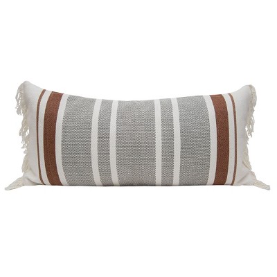 14x36 Inches Hand Woven Rust Cotton With Polyester Fill Pillow ...