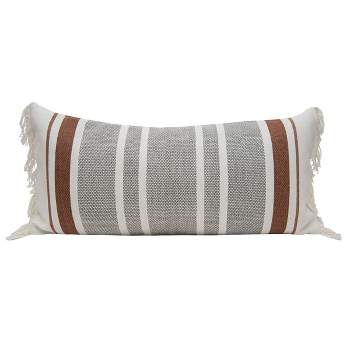 14x36 Inches Hand Woven Rust Cotton with Polyester Fill Pillow - Foreside Home & Garden