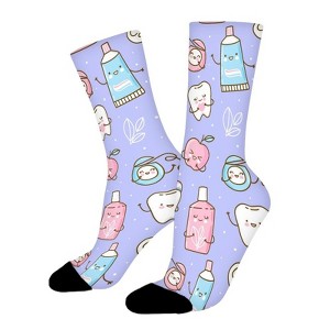 Dentist Women Printed Crew Socks Funny Funky Socks Soft Polyester Novelty Gifts for Artists Men - 1 of 1