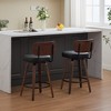 Kumasinova 26" Mid-Century Modern 360° Swivel Rattan Barstools,Set of 2,Skin-Friendly PU Leather Counter Stools with Bentwood Legs,350lbs Max - 2 of 4