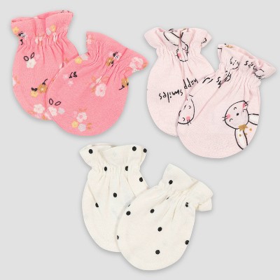 Gerber Baby Girls' 3pk Ballerina Mittens - Pink