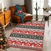 Machine Washable Area Rug, Low Pile Non-Slip Floor Mat with Snowmen & Houses, Festive Holiday Carpet for Living Room Bedroom, Red/Green - 4 of 4