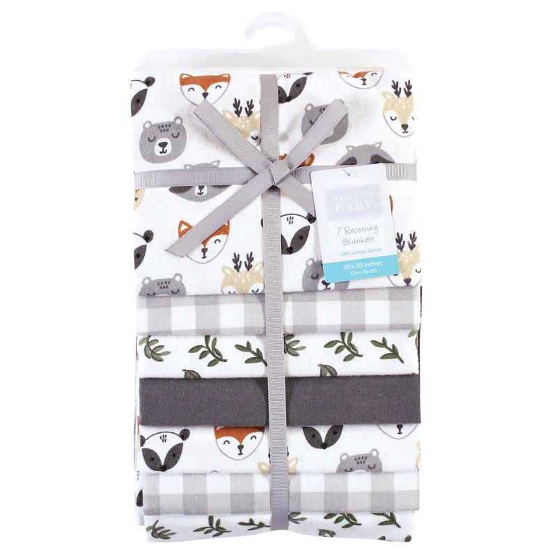 Hudson Baby Unisex Baby Cotton Flannel Receiving Blankets Bundle, Woodland Faces, One Size, 3 of 8