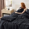 3-4 Pcs Comforter Set with Sheet Grid Pinch Pleat Soft Boho Bedding. - 3 of 4