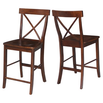 Espresso Parawood 24" Traditional X-Back Counter Stool